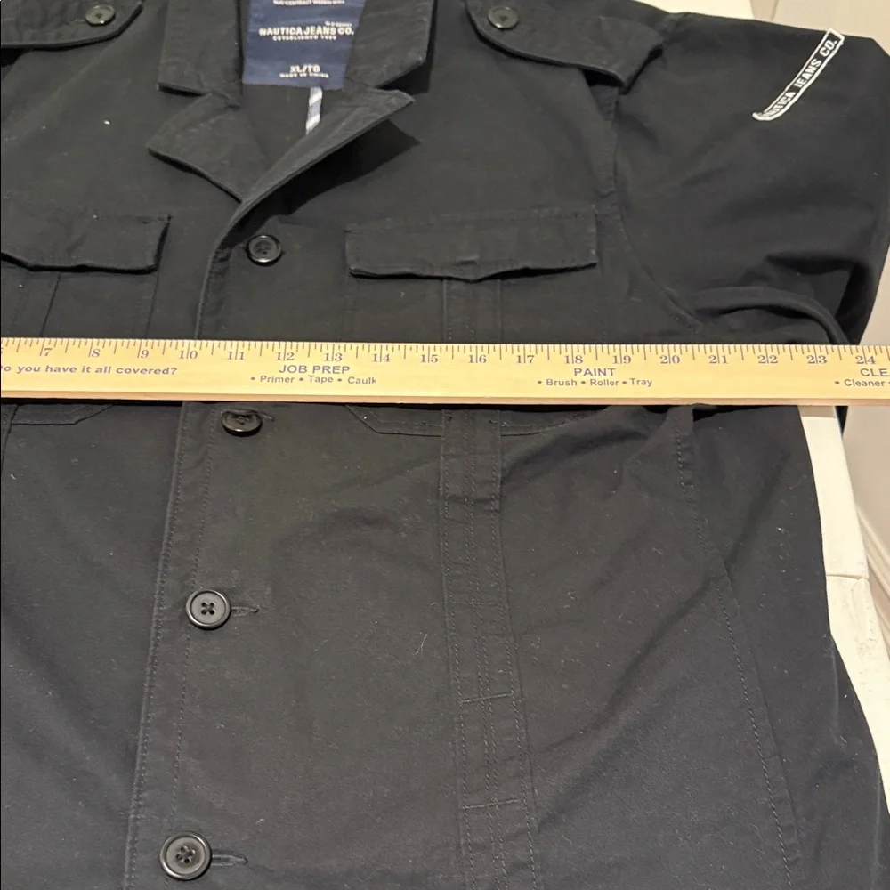 Y2K Men's Jet Black Polished Autumn Fall Patchwork Casual Preppy Minimalist XL